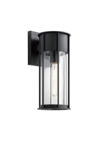 Licht-Erlebnisse - Außenwandleuchte, schwarz, modernes Design, zylindrisch, Glas, wetterfest, Terrasse, Garten - Schwarz, Klar/Transparent