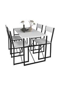 VCM. 5-tlg. Holz Metall Essgruppe Küchentisch Esstisch Set Tischgruppe Tisch Stühle Insasi L Bild 1