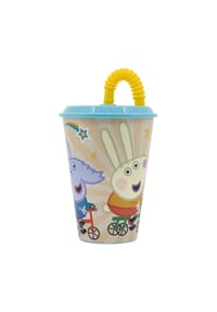 COFI - Peppa Pig Trinkbecher 430 ml mit Deckel und Strohhalm - Mehrfarbig 16,5x9x9 cm