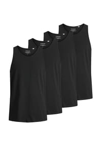 JACK & JONES - Herren T-Shirt, 4er Pack - JACBASIC CREW NECK TEE, Kurzarm, einfarbig, Baumwolle - Schwarz