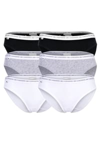 LACOSTE - Damen Slips, 6er Pack - Brief, Unterwäsche, Cotton Stretch, Logobund, einfarbig - Schwarz
