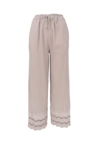 Seasons of April - Stoffhose INES MUSSELIN Musselin Hose mit Lochstickerei und elast. Bund - Beige