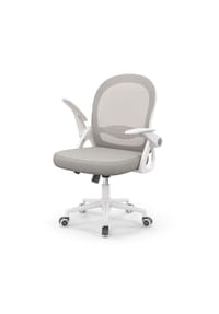 Rattantree - Ergonomischer Bürostuhl mit Netzrücken, klappbaren Armlehnen, Lendenstütze und Drehfunktion,Grau - grau