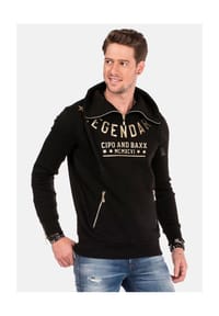 CIPO & BAXX® - Sweatshirts mit Zipper-Kragen und 3D-Schriftzügen, CL-234 - khaki