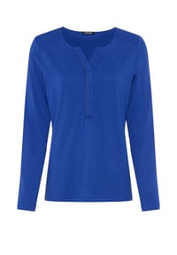 olsen - Shirt mit Tunikaausschnitt und Saumschlitz - Cobalt