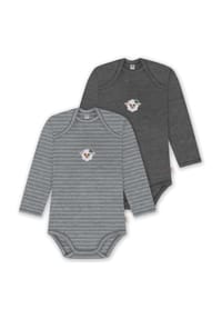 normani® - 2er Pack Baby Merino Body Langarm Auckland - Anthrazit/Beige