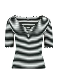 zero - Halbarm-Shirt mit Raffung - Blue/Cream