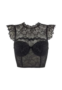 LASCANA - Top, Flügelärmel, Spitze, für Damen - 4215 BLACK