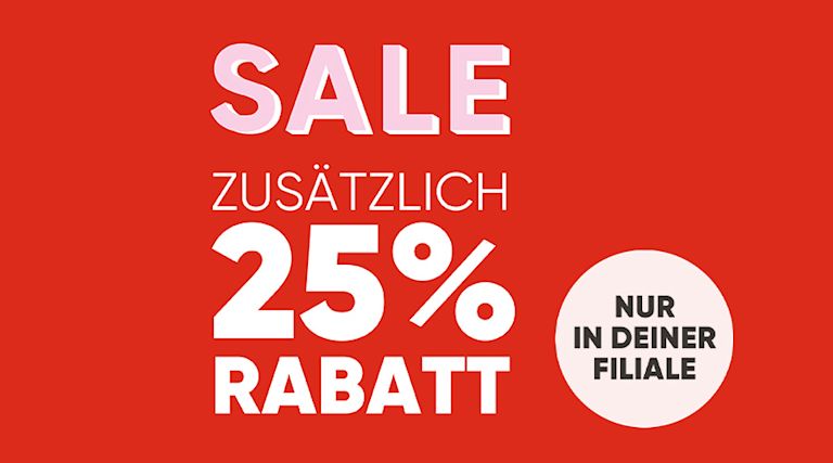 25% EXTRA auf reduzierte ArtikelBeauty, Heimtextilien, Haushaltswaren, Elektrokleingeräte, Spielwaren & Schreibwaren