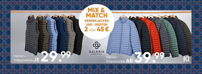 Herrenjacken und - westen zum Top-PreisNur in deiner GALERIA