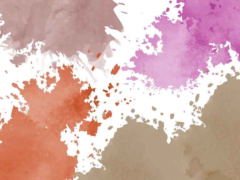 Farbkleckse in Lila, Rosa & Orange