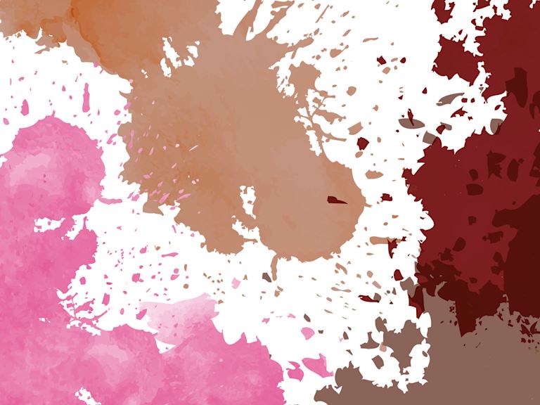 Farbkleckse in Rot, Pink & Braun